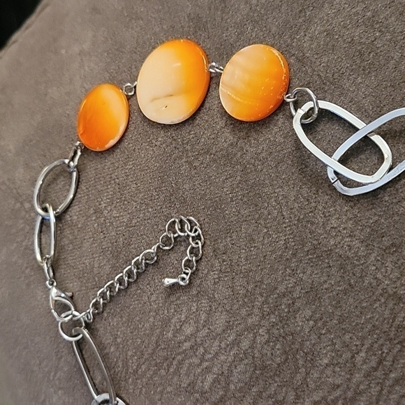 3/$30 Orange Shell Oval Link Mermaidcore Chain Necklace - Picture 6 of 6